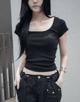 26SS★ [mnem] ME スクープネック ベビー Tシャツ