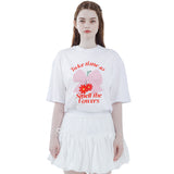 Cartoon Ribbon Flower Graphic T-shirt