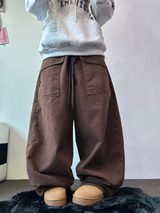 PEACH FLEECE🍑AMERICAN BIG OVER COTTON BALLOON PANTS 🤎💜🖤3COLOR