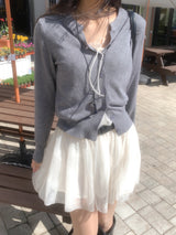 Mellow Slit Neck Button Knit Cardigan