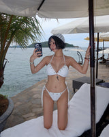 Punching eyelet strap bikini