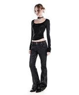 PYTHON U-NECK LONGSLEEVE TOP BLACK