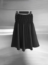 Seersucker smocked midi skirt