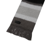 EEERRR Stripe brushed wool knit muffler (Black)