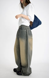 stripe brown washing pants