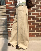 Doson Panel Detail Wide Cotton Pants