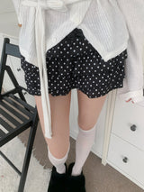 ドティナラッフルドットミニパンツスカート (Black)