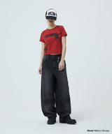ゴシックアップリケクロップTシャツ_レッド