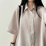 Lori Linen Oversized Fit Short Sleeve Shirt Shirt