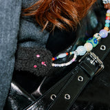 Bunny Mix Beads Two-way Keyring _ Black