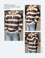 Stripe hooded knit hand warmer