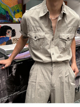 [S/S]ピグメントウェスタンマッスルフィットハーフシャツ(3color)