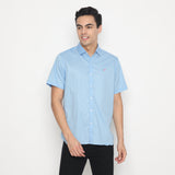 MON AKITA - Sato Men Short Sleeve Shirt Blue