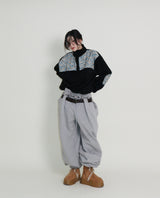 Femme Flower Pattern Quilted Fleece Long Sleeve T-Shirt (Button Detail)