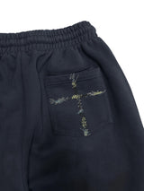 COLORFUL RANDOM STITCH EMBROIDERY DISTRESSED SIGNATURE SPRAY-COLOR WASHED RELAXED FIT SWEATPANTS