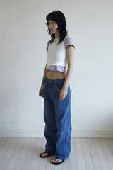 アシンメトリースリーブビーチTシャツ PURPLE/BROWN