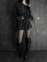 cross stud loose fit long sleeve (2color)