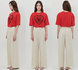 HEART PRINT T-SHIRT [RED]