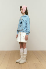 CHERRY ARCH LOGO CROP HOODIE [SKY]
