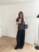 Stud belt wide trousers