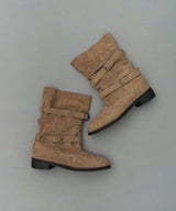 Suede buckle boots_beige