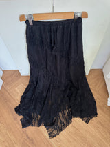 twill lace frill long skirt