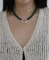 [MADE] Capsule02  Silver Open Pendant Gemstone Necklace _Green