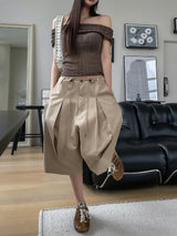 Node cut string cotton bermuda shorts