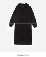 Hooded fleece long one-piece