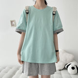 エリー スリーブ ロールアップ ショートスリーブ Tシャツ(4 colors) H&L