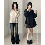 Innocent Mood Shirring Ribbon Loose Fit Wrap Blouse