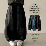 Pintz waist banding denim wide balloon pants