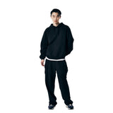 DOUBLE SIDE CARGO SWEAT PANTS [BLACK]
