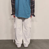 strap elastic pants_white