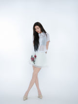 ASYMMETRIC STRIPE SHIRTS [WHITE]