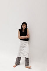 Linen oval neck knit, Black