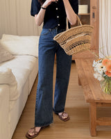 Sheets semi-wide denim pants
