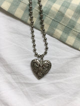 ヴィンテージ ハート ボールチェーンネックレス (2c)