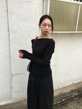 レウアボタンオフショルダー長袖Tシャツ (6c)
