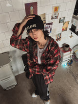 Allen crack check hood shirt