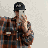 Naku Patch Deep Color Check Shirt