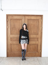 [ID] Logo Off-Shoulder Sweatshirt (Choker Set) (Black)