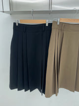 Black Royal Pleats Midi Skirt