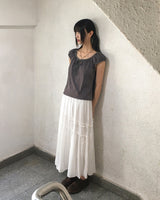アチェドットシャーリングリボンパフ半袖Tシャツ