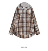 Wake check hooded shirt