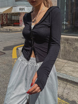 Baby Satin Color Matching Hood Cardigan