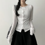 Sharo Layered Slim Fit Button Long Sleeve Cardigan
