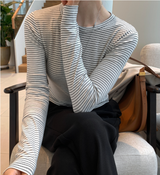 Heather Brush Striped Round T-shirt / 5 colors