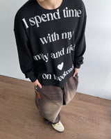 Spend Lettering Waffle Long Sleeve