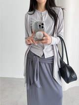 tied button cardigan (3color)